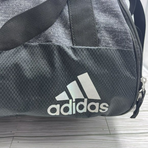 Adidas Squad III Duffel Medium Gym Bag Gray Black Nylon Turquois Interior - Picture 2 of 13
